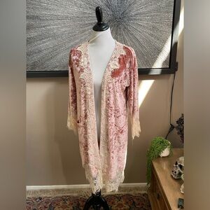 Boston Proper Crushed Velvet Cover Up Sweater Duster